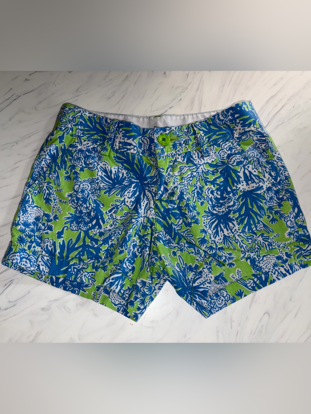 Lilly pulitzer short cotton beach limeade green biggest fan Callahan 00 twill 5"